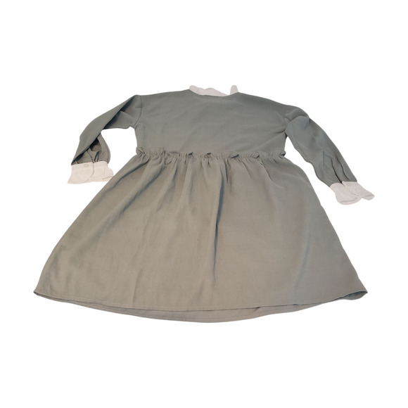 YOCO Dress Womens Small Sage Green Long Sleeve Ruffle Collar Floral Applique - Picture 4 of 16